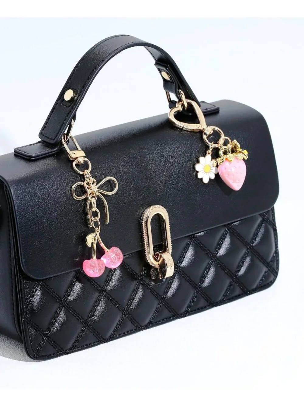 Cute Cherry Bag Charms Set - 4 PCS Keychain Accessories for Handbags & Purses